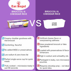 Ready-to-eat Regal Kitchen Foods broccoli and cheddar rice cup, gluten-free, 8.8 oz, pack of 6, with steamed broccoli and melted cheddar