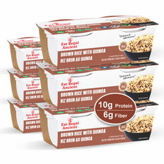 Ready-to-eat Regal Kitchen Foods Brown Rice with Quinoa cups, non-GMO, 10g protein, 6g fiber, in a pack of 6.
