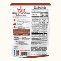 Pack of 6 Regal Kitchen Foods USA LLC ready-to-eat brown rice with quinoa, microwaveable whole-grain rice with 10g protein and 6g fiber per pouch.