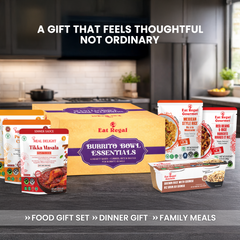 Regal Kitchen Foods USA LLC Burrito Bowl Essentials Gift Set with ready-to-eat rice, curries, simmer sauce, and sides in a pack of 6