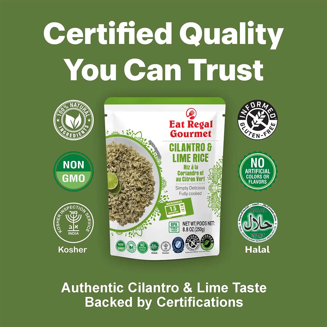 Regal Kitchen Foods USA LLC Cilantro and Lime Ready-to-Eat Rice pack of 6, 8.8 oz each, quick side dish in 1.5 minutes