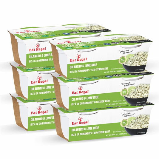 Ready-to-eat Cilantro & Lime Rice cups by Regal Kitchen Foods, 8.8 oz, pack of 6, Non-GMO gluten-free rice side dish. 1081