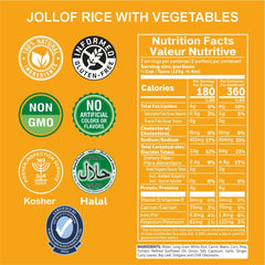Ready-to-eat Nigerian-style Jollof rice with vegetables in 8.8 oz cups by Regal Kitchen Foods, pack of six
