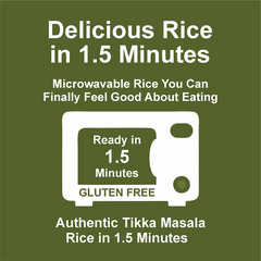 Ready-to-eat Regal Gourmet Tikka Masala rice in 8.8 oz pack, featuring prepared rice with flavorful Tikka Masala seasoning in a plastic tray