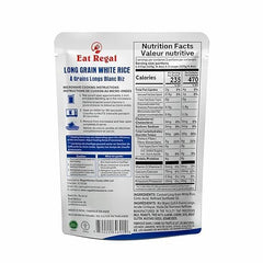 Three flavors of Regal Kitchen Foods USA LLC ready-to-eat rice pouches in a variety pack, shown with six pouches ready to heat and serve.