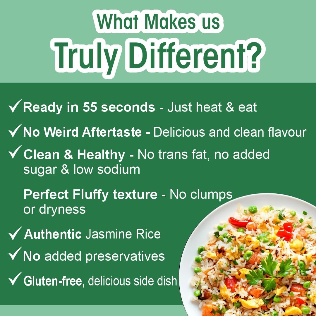 Pack of six Regal Kitchen Foods USA LLC Jasmine Rice ready-to-eat gluten-free microwaveable side dish in 8.8 oz packaging.