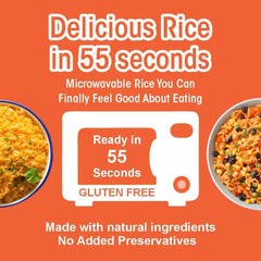 Ready-to-eat Mexican style rice by Regal Kitchen Foods, gluten-free, kosher, halal, in 8.8 oz packs, shown in six packages.