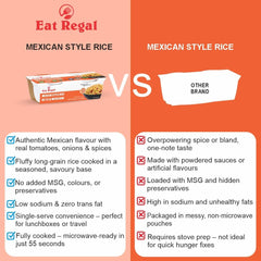 Ready-to-eat Mexican-style rice by Regal Kitchen Foods USA LLC, gluten-free, kosher, halal, in 8.8 oz pack.