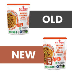 Ready-to-eat Regal Mexican Style Rice in 8.8 oz packs, featuring vibrant rice with seasoned vegetables, perfect as a quick side or meal.