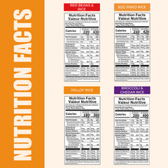 Eat Regal 4-flavor ready-to-eat rice variety pack with six pouches including egg fried, red beans, broccoli, and cheddar rice.