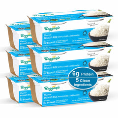 Ready-to-eat Regal Kitchen Foods USDA Organic Basmati Rice with cloves and cardamom in microwaveable pack, 6-pack, Halal and Kosher.