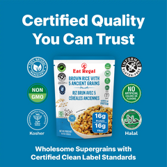 Eat Regal Brown Rice and 5 Ancient Grains – Nutritious & Wholesome, Ready in 1.5 Minutes, 8.8 oz Each (6-Pack, Total 52.8 oz) - Regal Kitchen Store