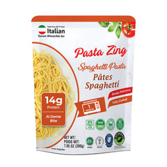 Pasta Zing Fully Cooked Spaghetti Pasta, Ready to Eat in 1 Minute, 14g Protein per Pack, Al Dente Bite, Shelf-Stable Italian Durum Wheat Pasta, BPA-Free Pouch, 7.05 oz Pack of 7